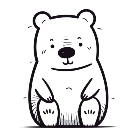 Polar bear cartoon. Hand drawn vector illustration isolated on w