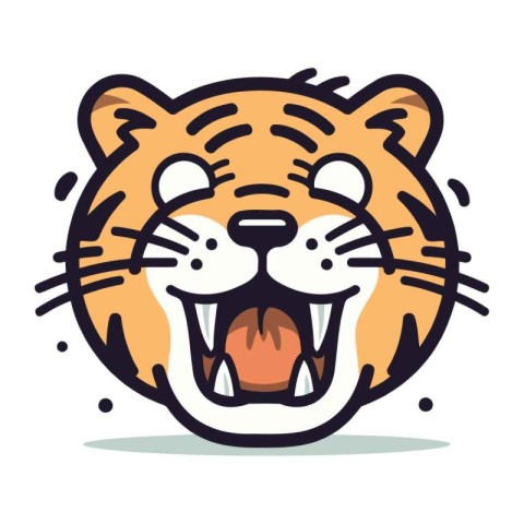 Vector illustration of funny tiger face. Isolated on white backg