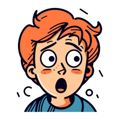 Surprised boy with open mouth. Vector illustration in cartoon st