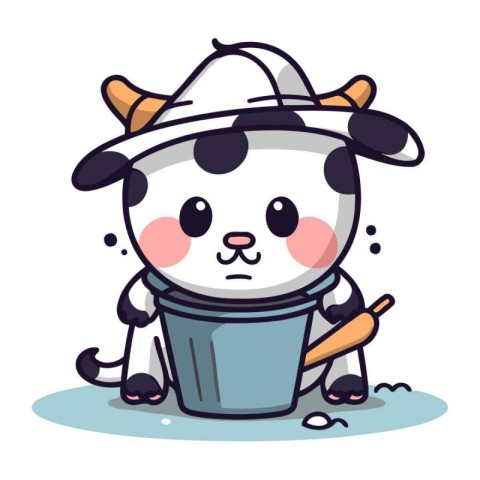 Cow Cartoon Mascot Character Vector Illustration. Cute Cow Masco