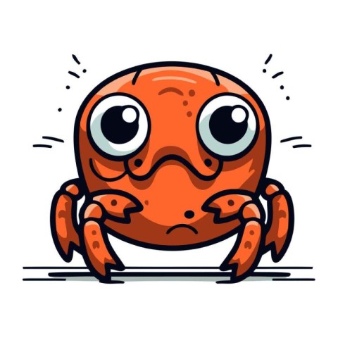 Cute cartoon crab isolated on white background. Vector illustrat