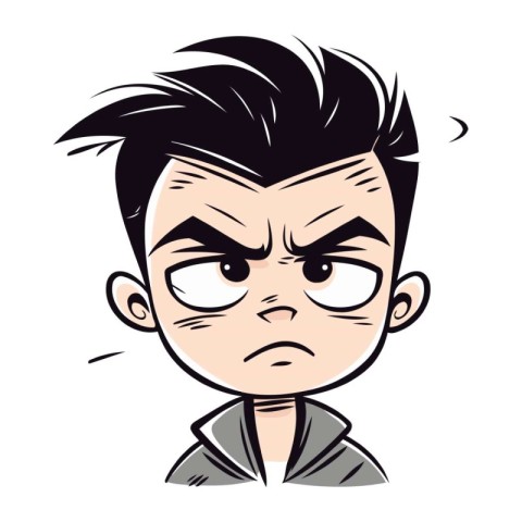 Angry man face. Vector illustration in cartoon style isolated on