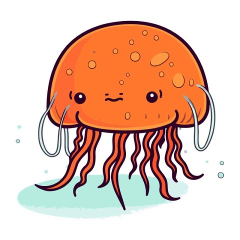 Cute cartoon jellyfish. Vector illustration isolated on white ba