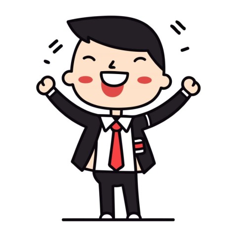 Businessman cartoon character with happy and excited expression.