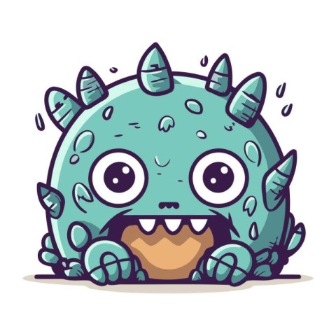 Cartoon monster with teeth. Vector illustration of cute monster