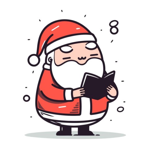 Santa Claus reading a book. Vector illustration in flat cartoon