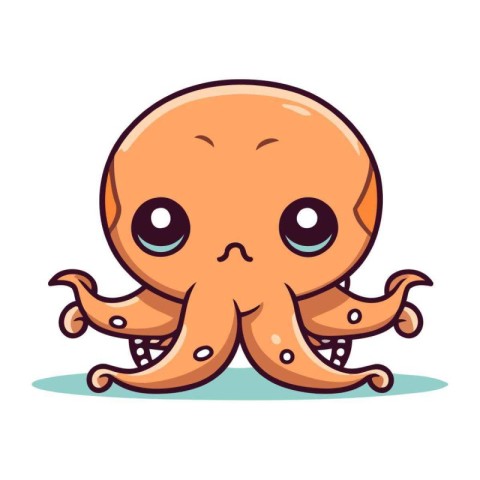 Cute cartoon octopus. Vector illustration. Isolated on white bac