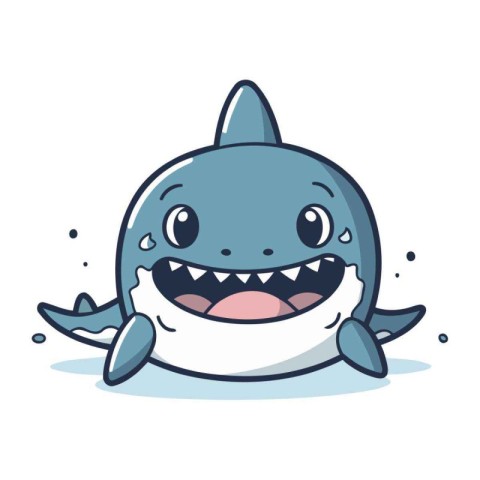 Shark character design. Cute cartoon shark. Vector illustration.