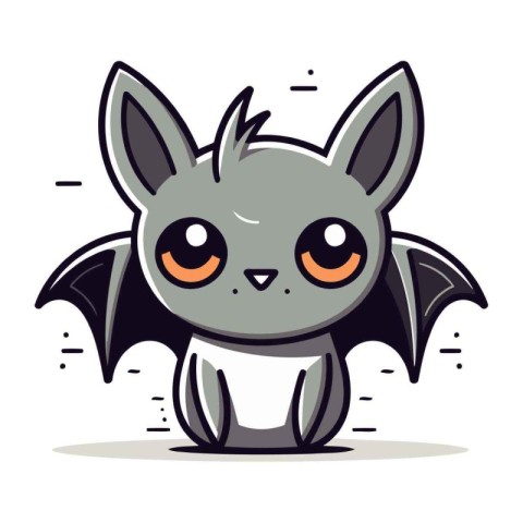 Cute cartoon bat with big eyes. Vector illustration in flat styl