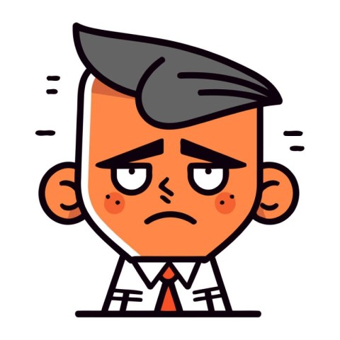 Sad Cartoon Boss Face   Vector Character Illustration