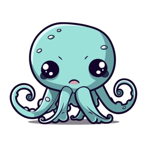 Cute cartoon octopus. Vector illustration isolated on white back