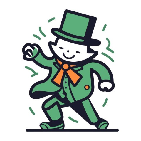 Cute cartoon boy dressed as a leprechaun. Vector illustration.