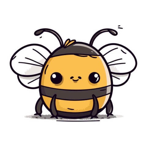 Cute cartoon bee. Vector illustration. Isolated on white backgro