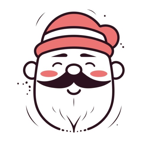 Vector illustration of Santa Claus face in hat and moustache.