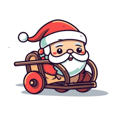 Santa Claus driving a cart. Cartoon vector illustration isolated