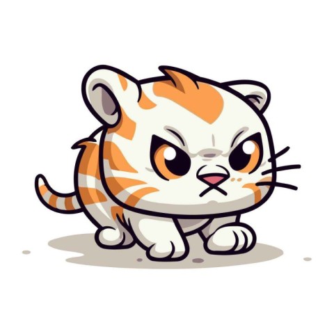 Cute cartoon tiger. Vector illustration isolated on a white back