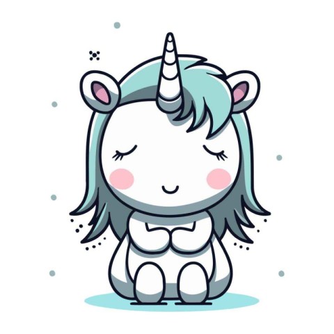 Cute cartoon unicorn. Vector illustration isolated on a white ba