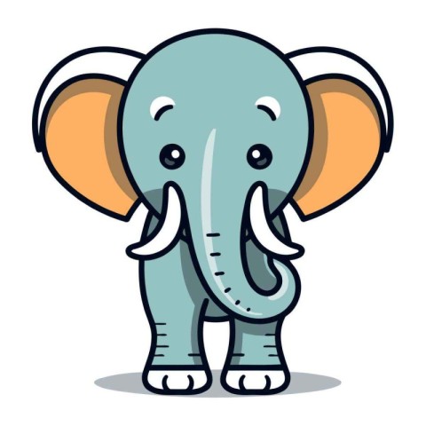 Elephant cute cartoon character vector illustration. Cute elepha