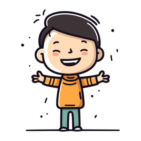 Vector illustration of happy little boy with open arms. Isolated