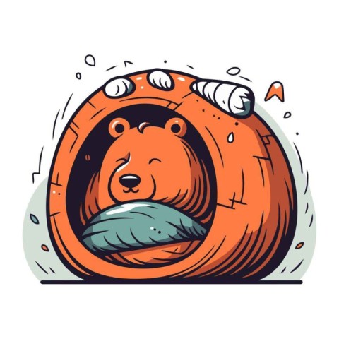 Cute cartoon bear. Vector illustration of a bear in a helmet.