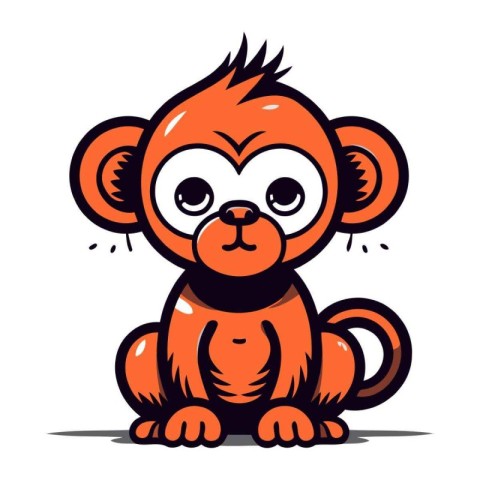 Cute cartoon monkey. Vector illustration isolated on a white bac