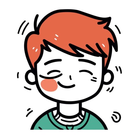 Vector illustration of a cute boy with red hair and blue eyes.