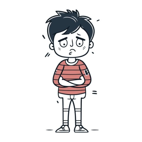 Angry boy cartoon character. Vector illustration of a sad boy.