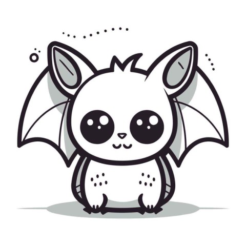 Cute cartoon bat. Vector illustration isolated on a white backgr