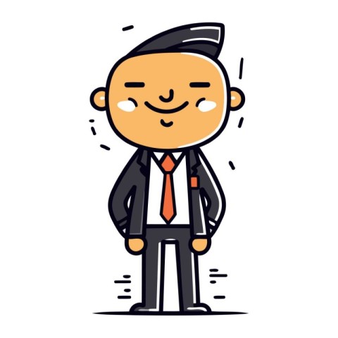 Happy businessman cartoon character. Vector illustration of happ