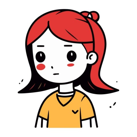 Illustration of a cute little girl with red hair. Vector.