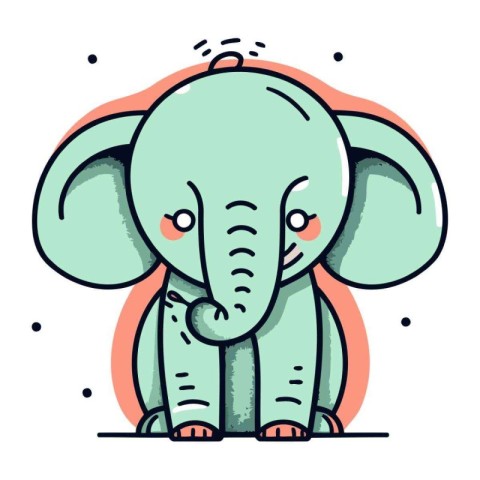 Cute cartoon elephant. Vector illustration in doodle style.