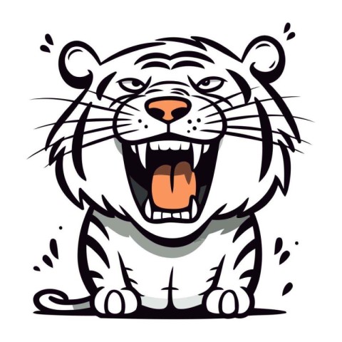 Vector illustration of a tiger. Isolated on a white background.