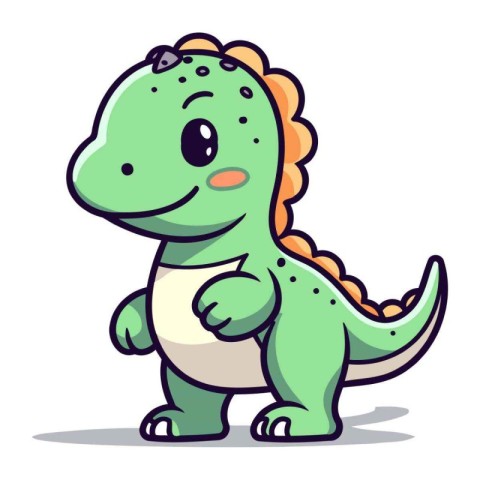 Cute Dinosaur Cartoon Character Vector Illustration. Isolated On