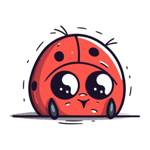 Cute cartoon ladybug on white background. Vector illustration in