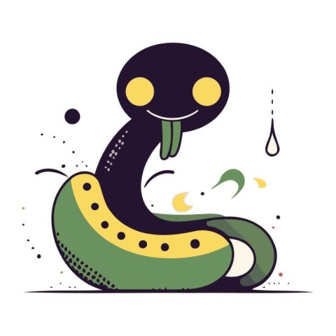 Cute cartoon snake on a white background. Vector illustration in