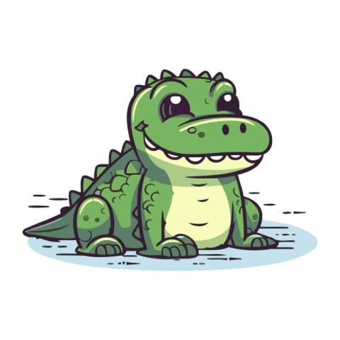 Cute cartoon crocodile. Vector illustration isolated on white ba