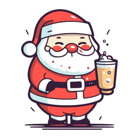 Santa Claus holding a glass of beer. Vector illustration in cart