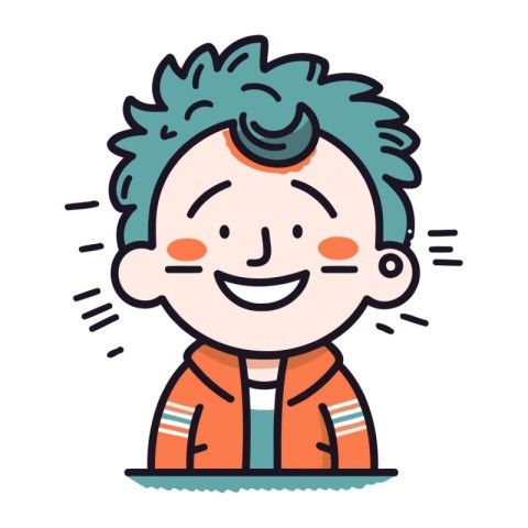 Vector illustration of a happy boy with a smile on his face.