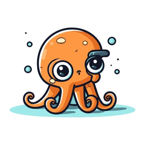 Cute octopus character. Vector illustration isolated on white ba