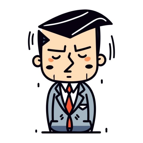 Illustration of a man in a business suit suffering from a headac