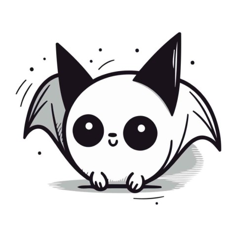 Cute cartoon bat. Vector illustration isolated on a white backgr