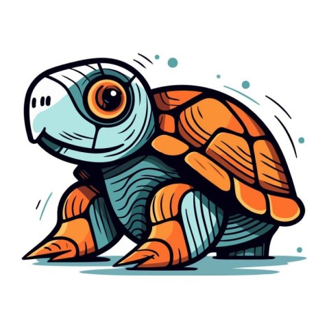 Cartoon turtle. Vector illustration. Isolated on white backgroun