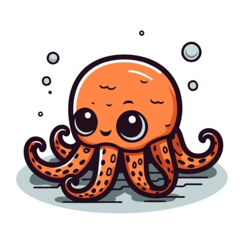 Cute cartoon octopus. Vector illustration isolated on white back