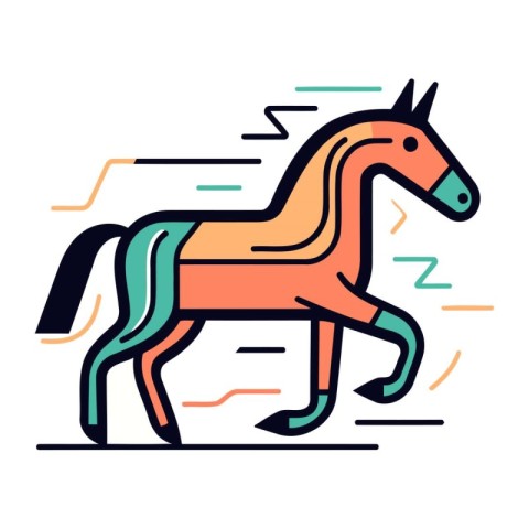 Horse icon in flat line style. Vector illustration on white back