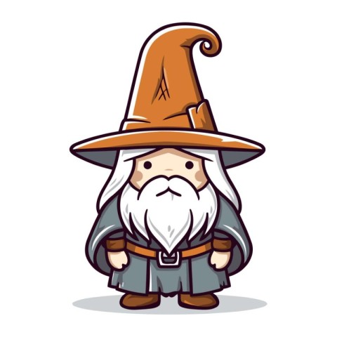 Wizard Wizard Cartoon Character Mascot Design Vector Illustratio