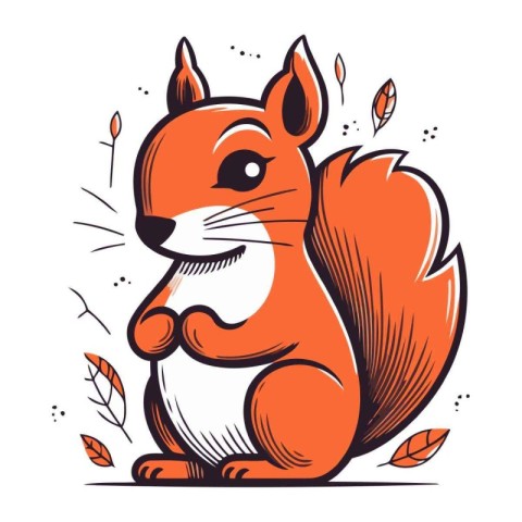 Squirrel. Hand drawn vector illustration in doodle style.