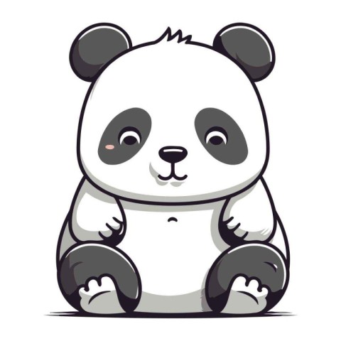 Cute panda isolated on a white background. Vector illustration.