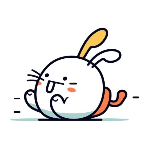 Cute kawaii rabbit. Vector illustration in flat style.