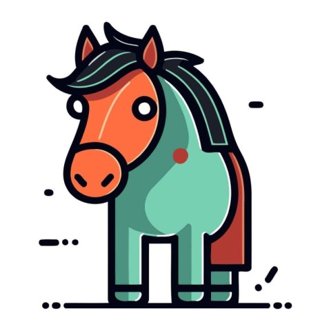 Horse flat color line icon. Vector illustration. Pictogram for w