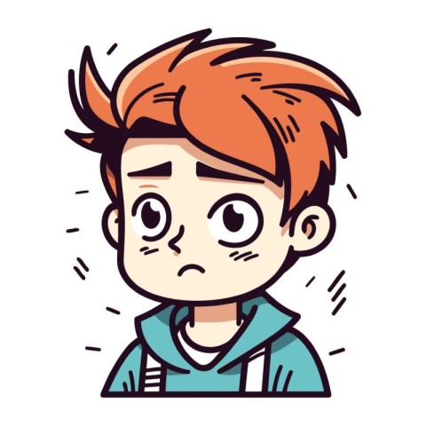 Cute boy with angry face. Vector illustration in cartoon style.